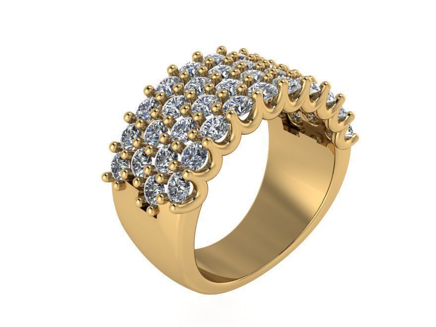 4-Row bright diamond ring 2452 3D print model 3D print model_1