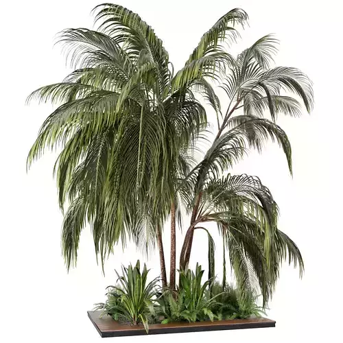 Outdoor Garden set bush and Tree - Garden Set 24  3D model