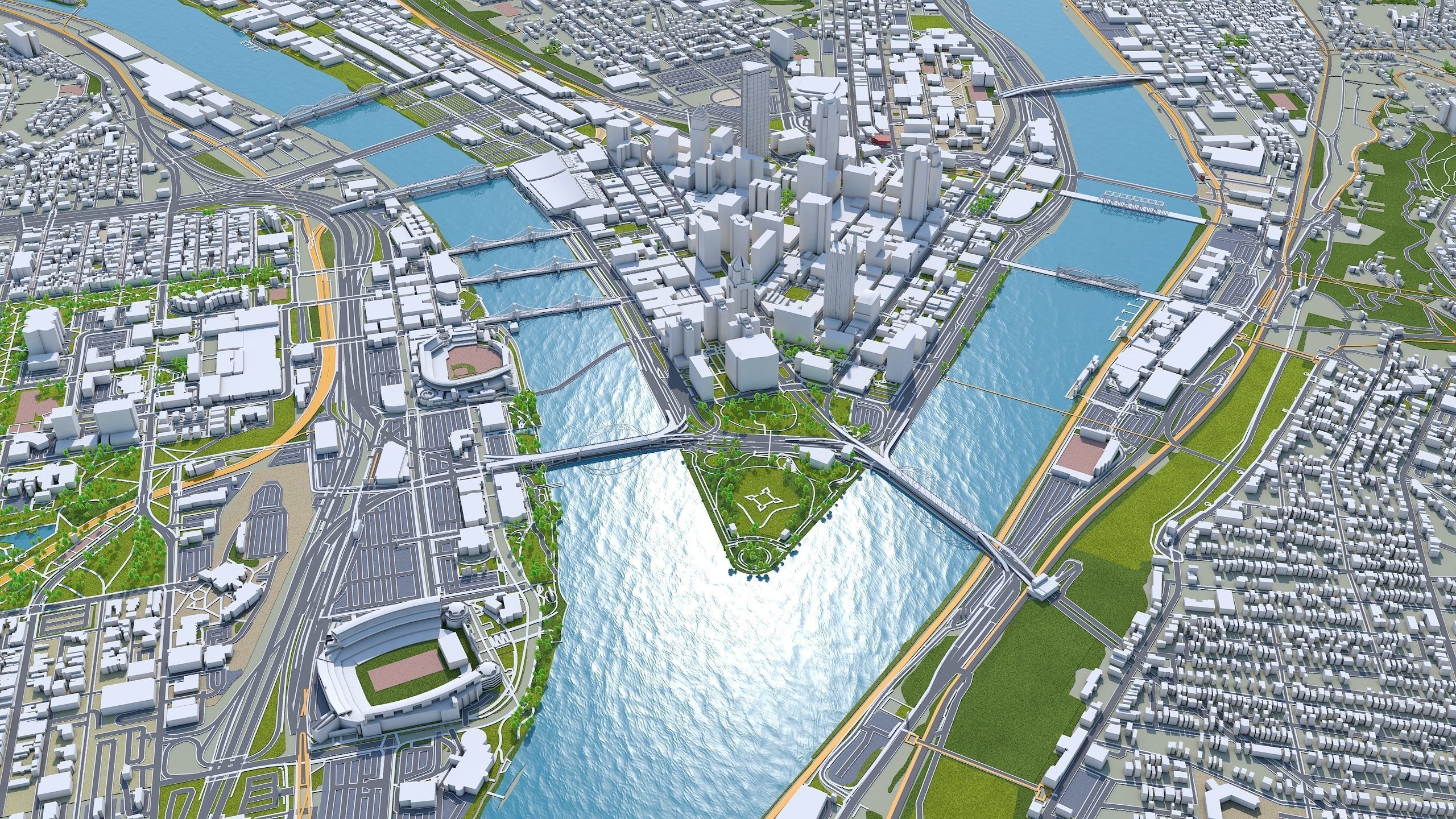 Pittsburgh Downtown Pennsylvania Low-poly 3D model_5
