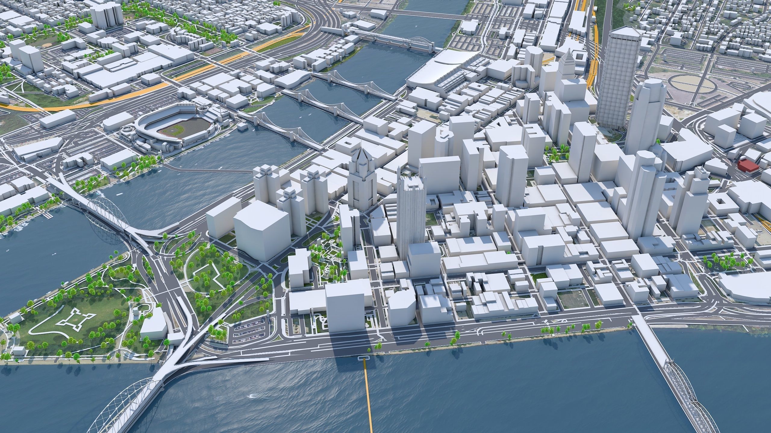 Pittsburgh Downtown Pennsylvania Low-poly 3D model_1