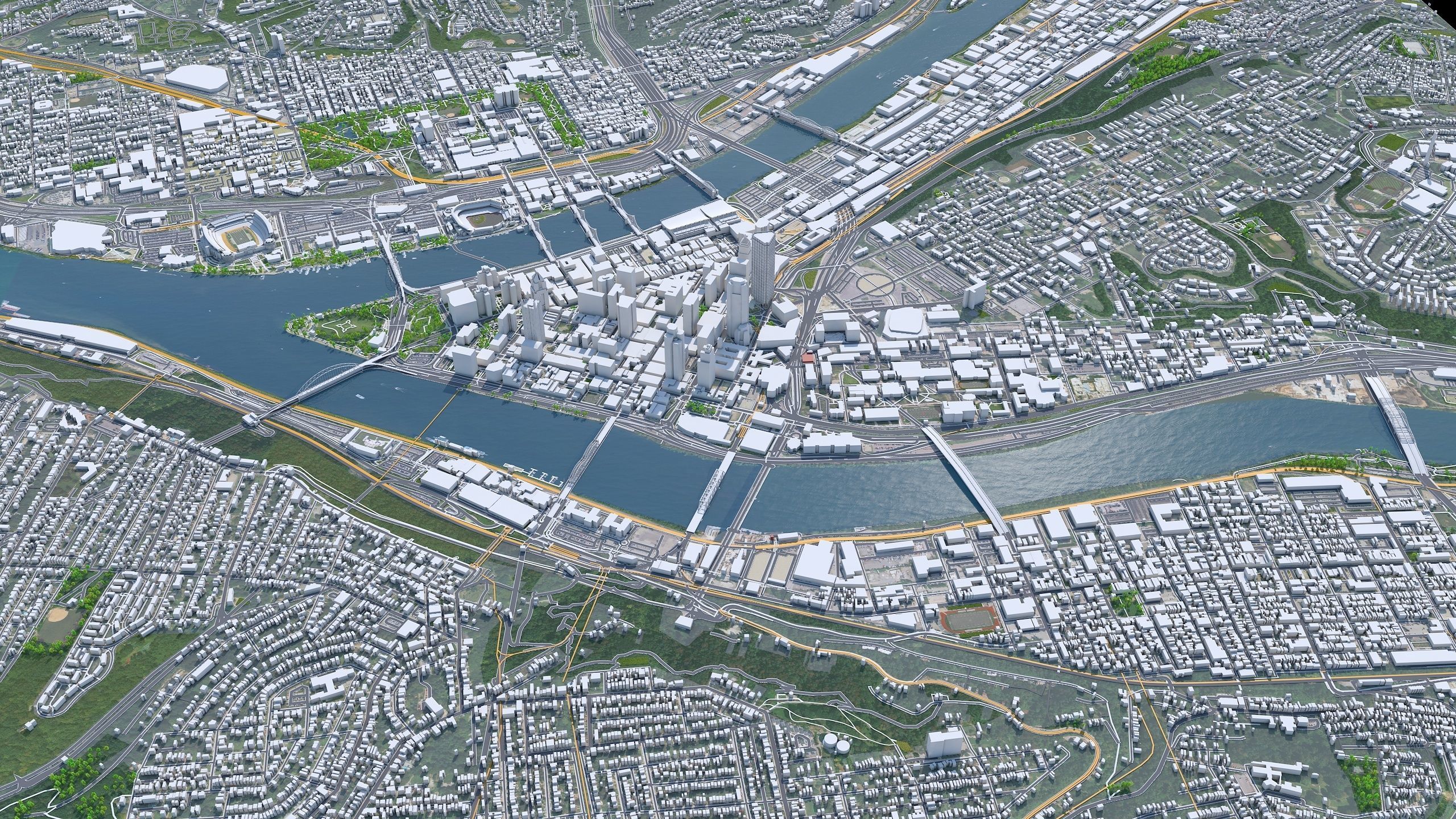 Pittsburgh Downtown Pennsylvania Low-poly 3D model_2