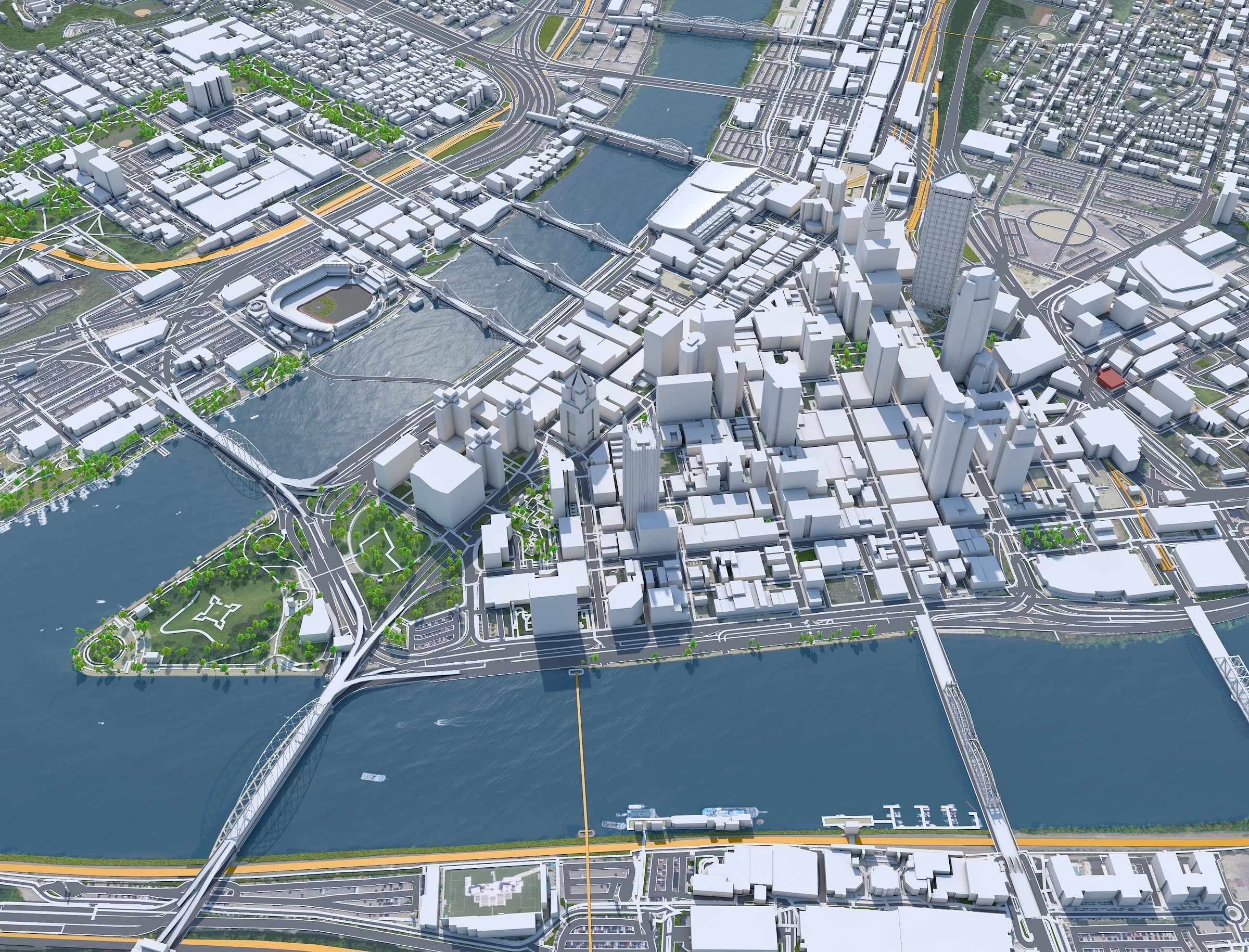 Pittsburgh Downtown Pennsylvania Low-poly 3D model_10