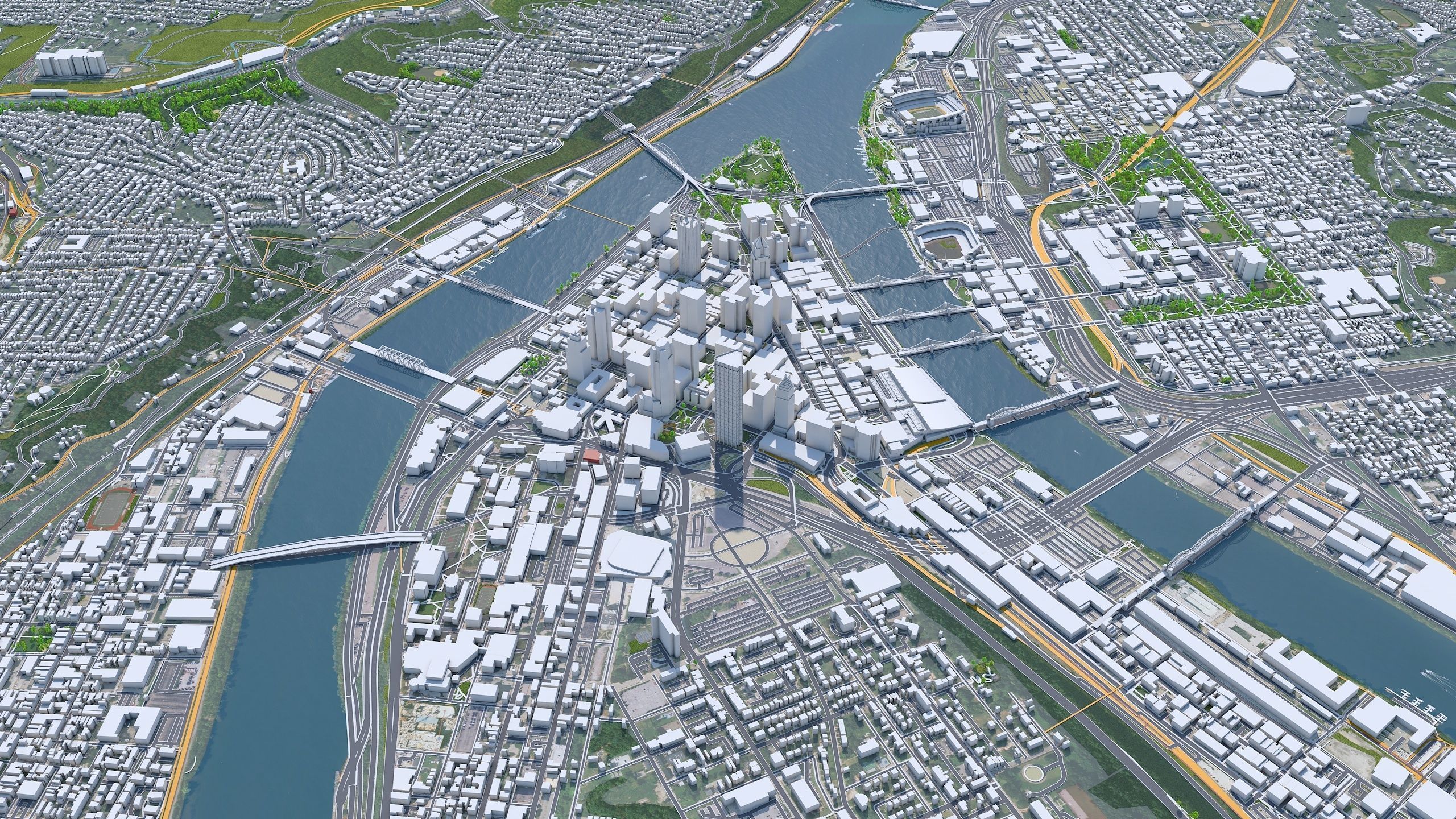 Pittsburgh Downtown Pennsylvania Low-poly 3D model_3