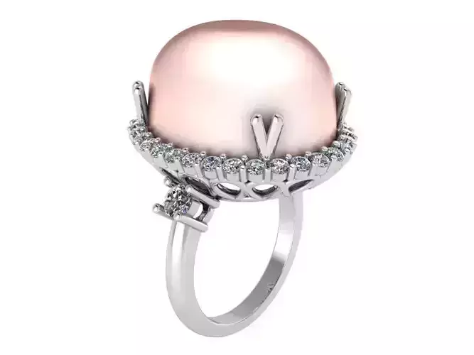 Oval Cabochone Halo ring 2455 3D print model