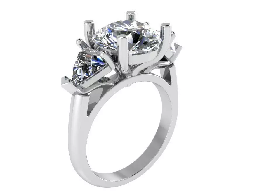 3-Stone diamond ring 2456 3D print model 3D print model_0