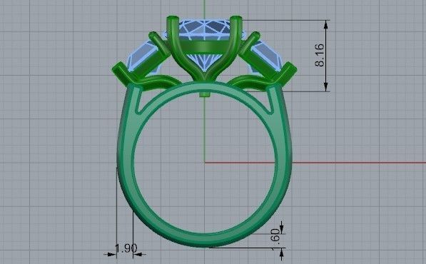 3-Stone diamond ring 2456 3D print model 3D print model_6