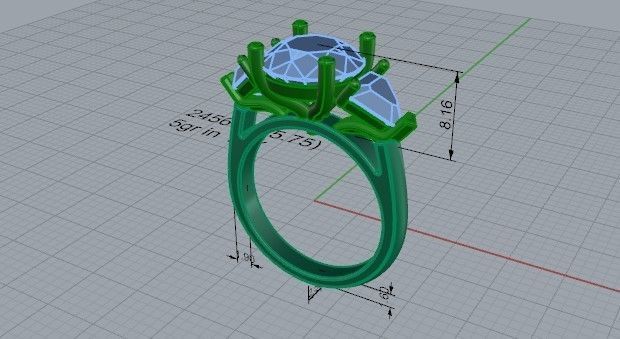 3-Stone diamond ring 2456 3D print model 3D print model_5
