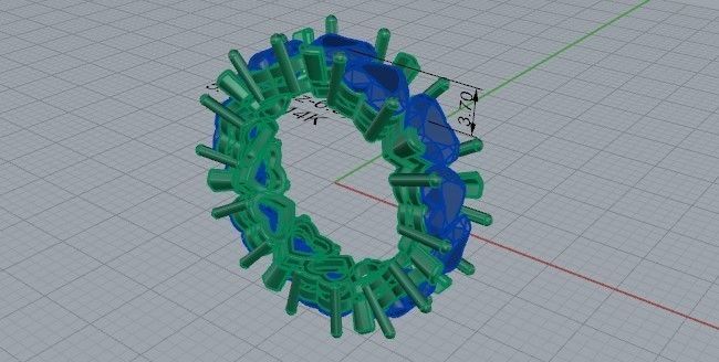 Luxurious heart blue stone ring 2457 3D print model 3D print model_5