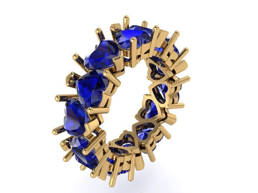 Luxurious heart blue stone ring 2457 3D print model 3D print model_1