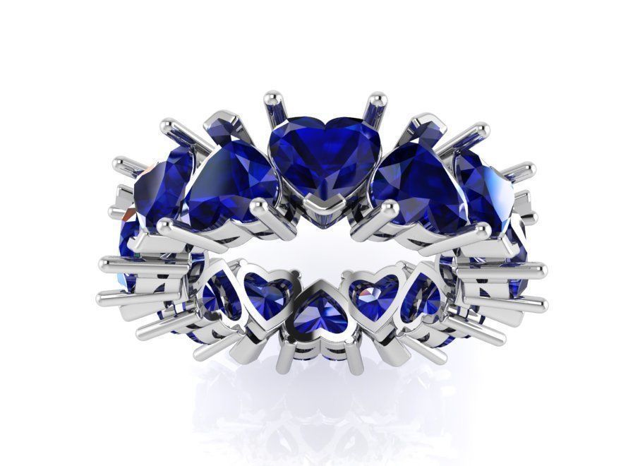 Luxurious heart blue stone ring 2457 3D print model 3D print model_2