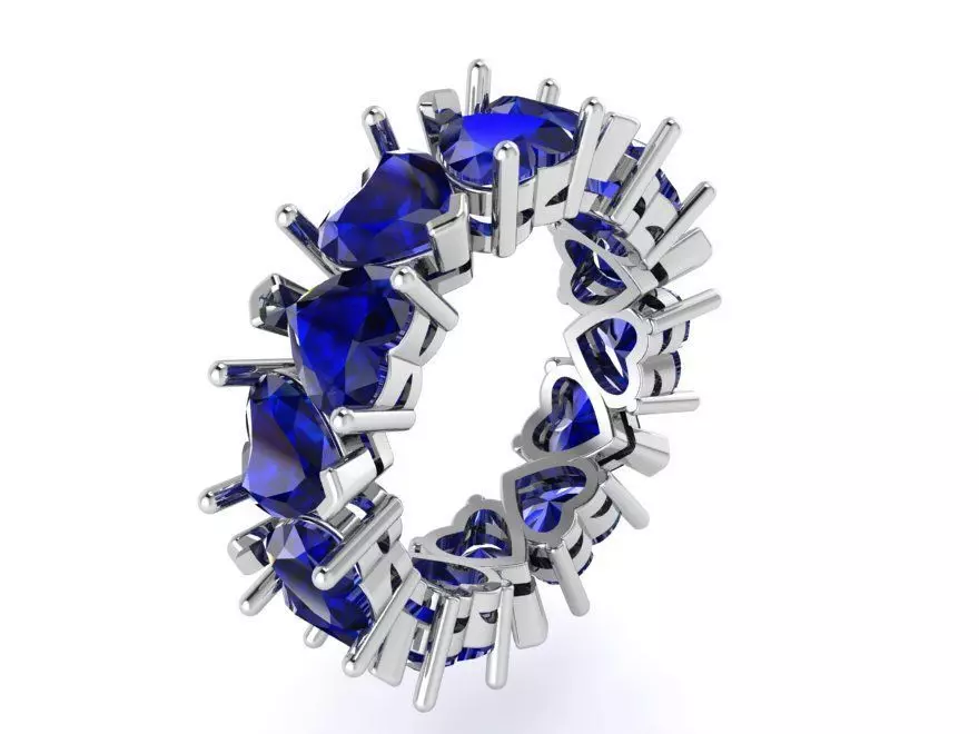 Luxurious heart blue stone ring 2457 3D print model 3D print model_0
