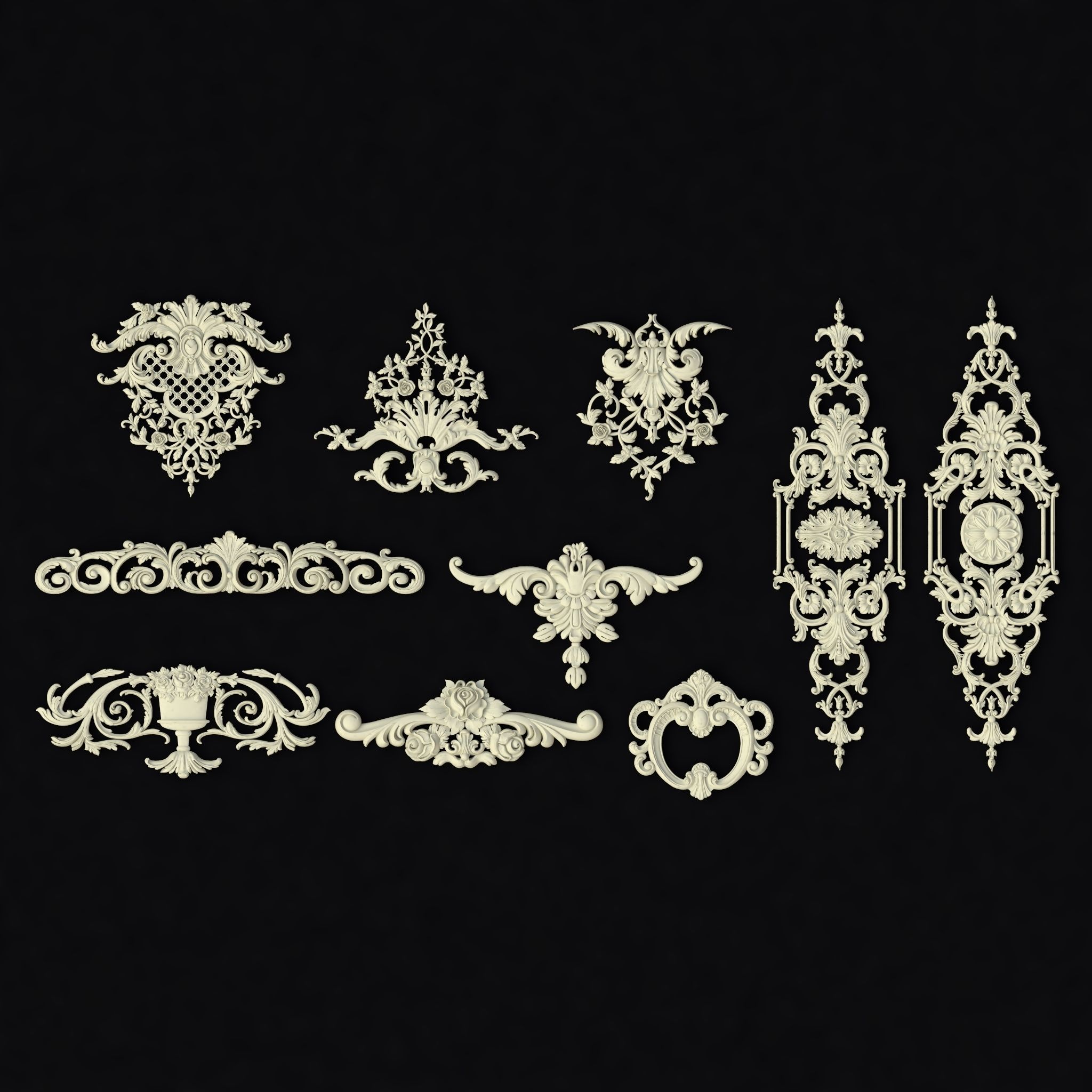 Collection 40 high quality center decors for furniture ornaments 3D model_1