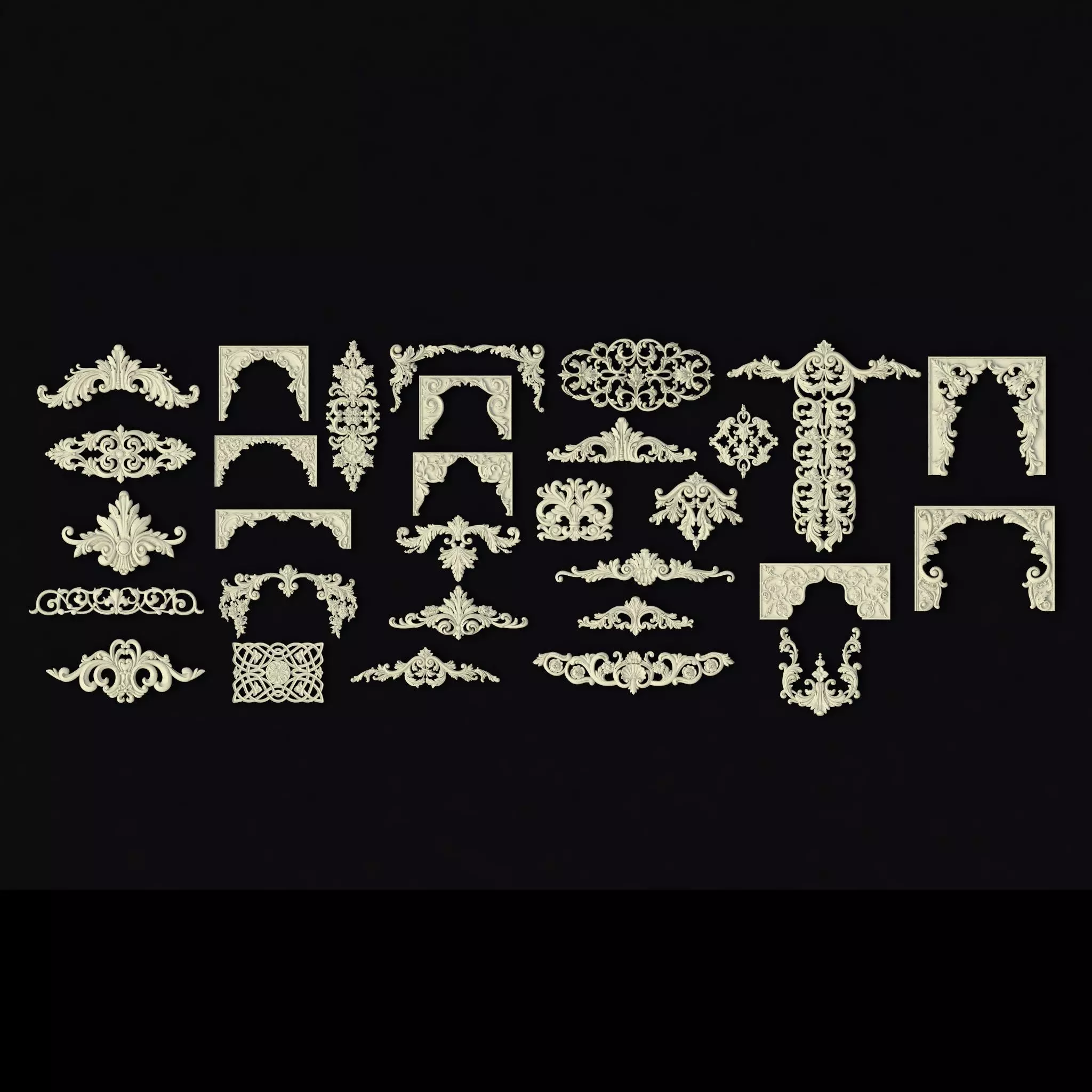 Collection 40 high quality center decors for furniture ornaments 3D model_0