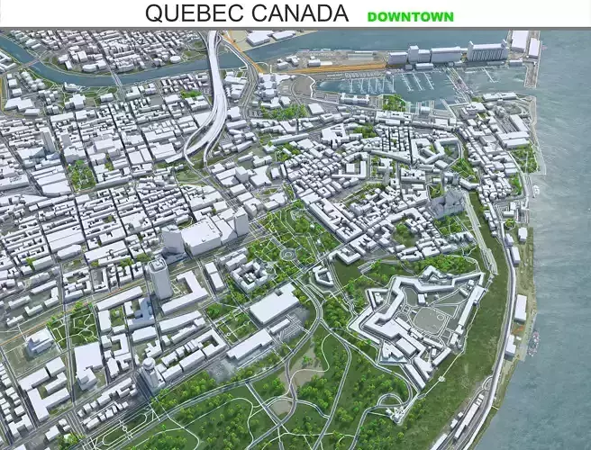 Quebec Downtown Canada Low-poly 3D model