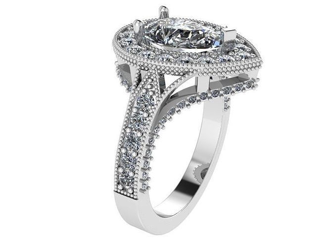 2-Row tear diam ond ring 2467 3D print model 3D print model