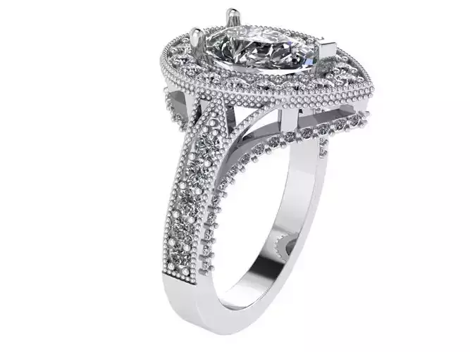 2-Row tear diam ond ring 2467 3D print model