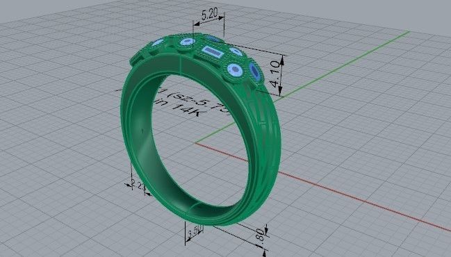 Fashionable diamond ring 2471 3D print model 3D print model_5