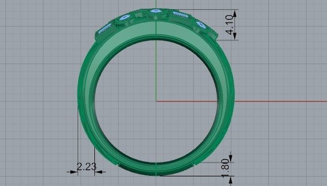 Fashionable diamond ring 2471 3D print model 3D print model_6