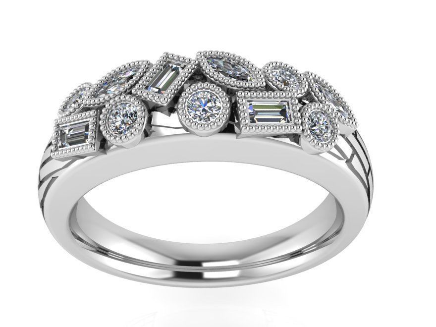 Fashionable diamond ring 2471 3D print model 3D print model_2