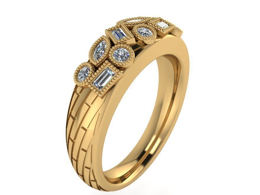 Fashionable diamond ring 2471 3D print model 3D print model_1