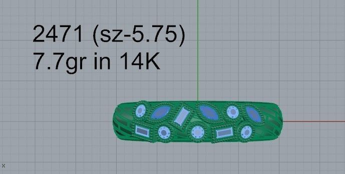 Fashionable diamond ring 2471 3D print model 3D print model_4