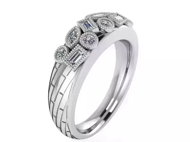 Fashionable diamond ring 2471 3D print model