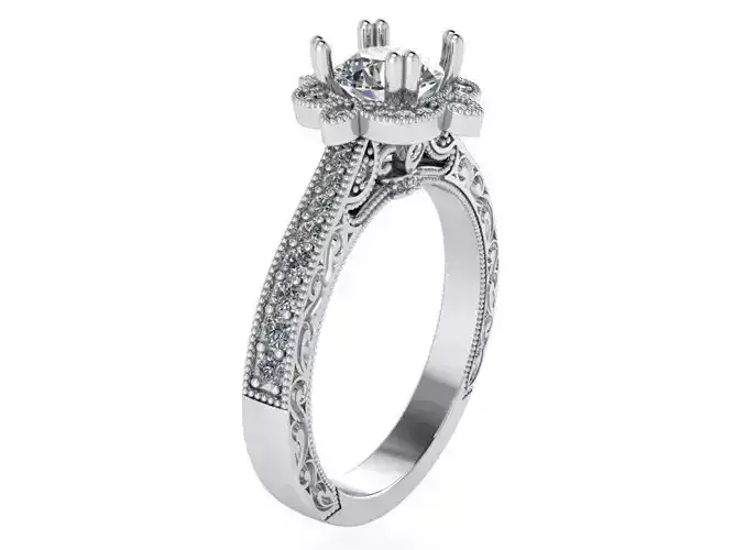 Textured chain style diamond ring 2472 3D print model 