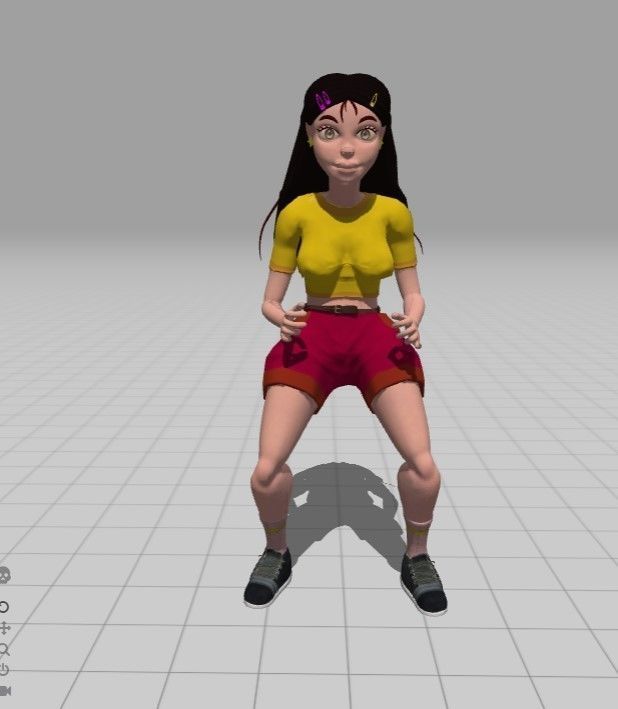 girl character Low-poly 3D model_7