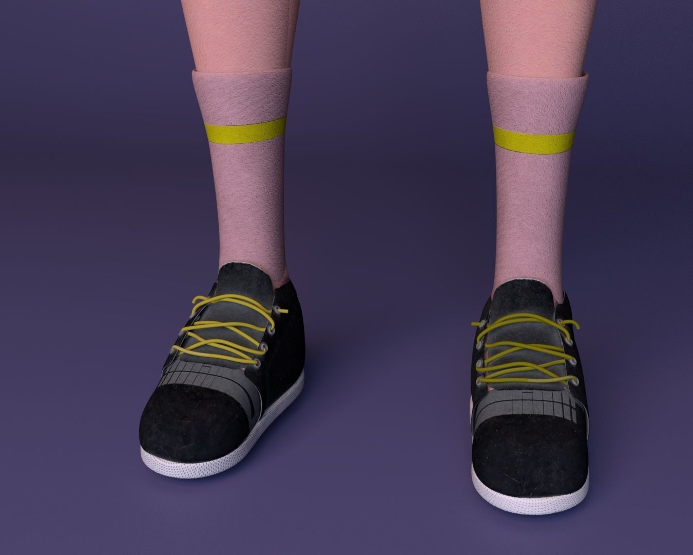 girl character Low-poly 3D model_4