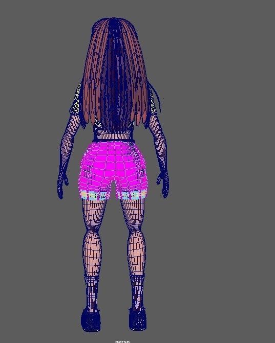 girl character Low-poly 3D model_13