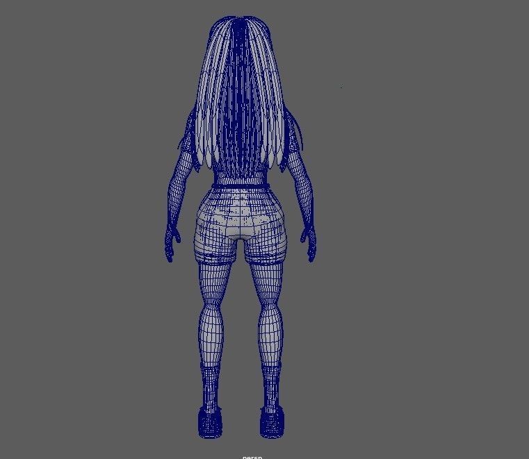 girl character Low-poly 3D model_12