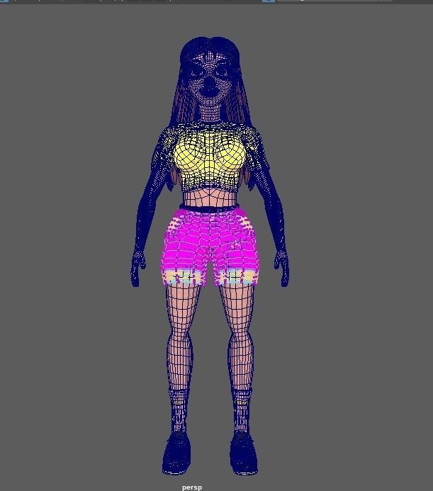 girl character Low-poly 3D model_15