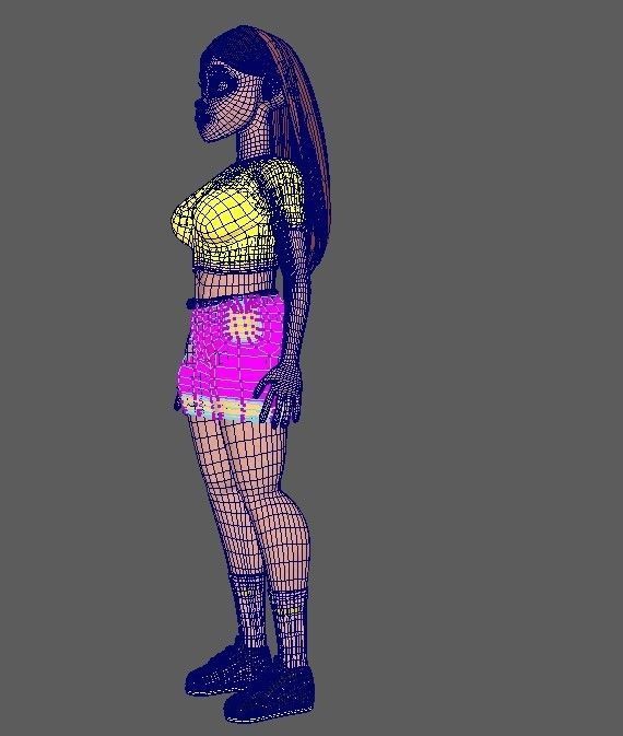 girl character Low-poly 3D model_14