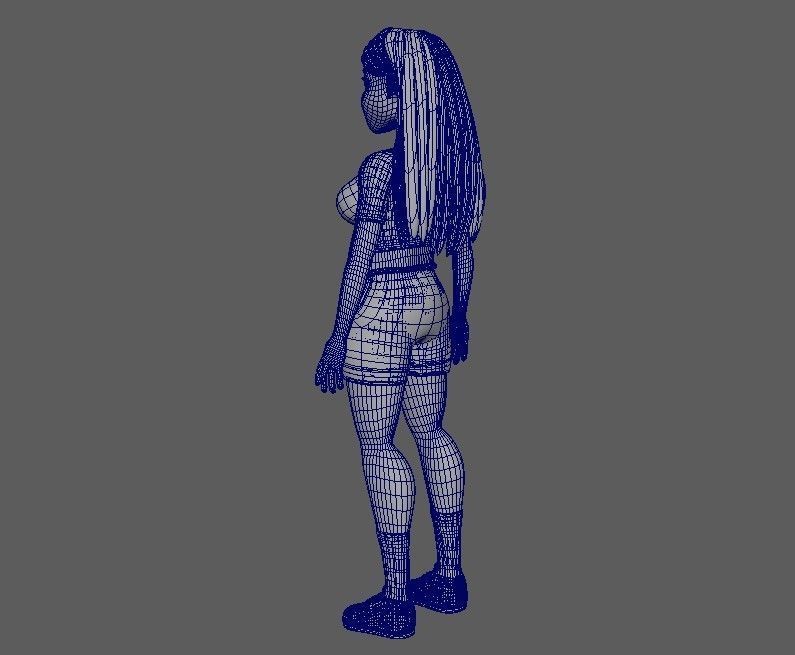 girl character Low-poly 3D model_11