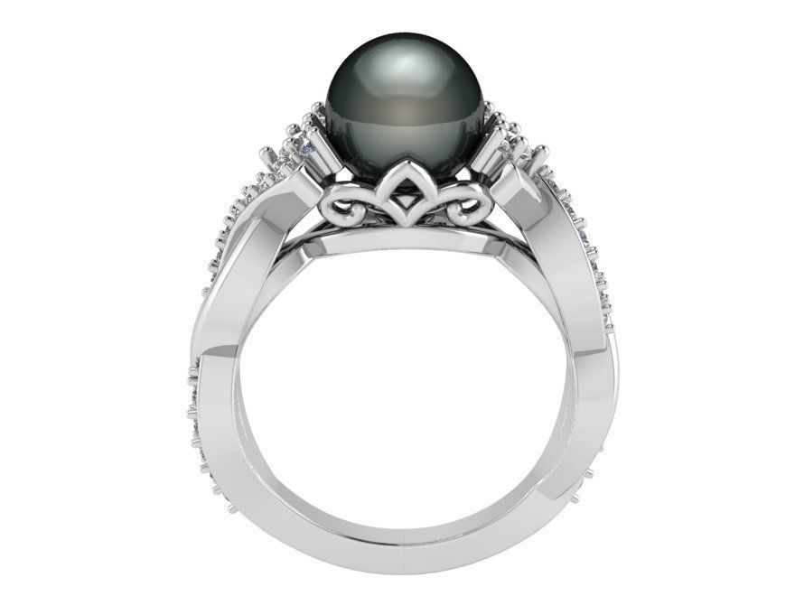 Oval Cabochone  Halo red and black ring 2473 3D print model 3D print model_2