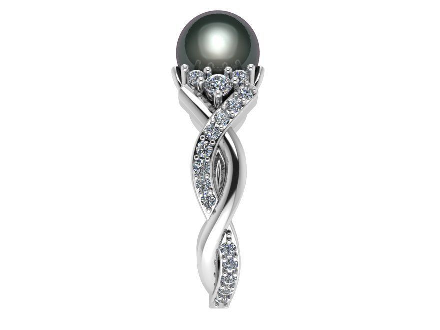 Oval Cabochone  Halo red and black ring 2473 3D print model 3D print model_3