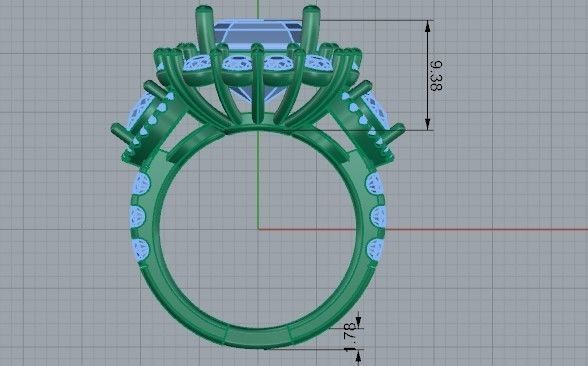 Big diamond stone ring 2474 3D print model 3D print model_6