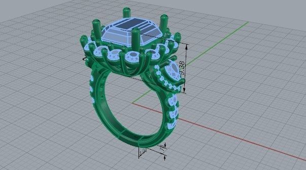 Big diamond stone ring 2474 3D print model 3D print model_5