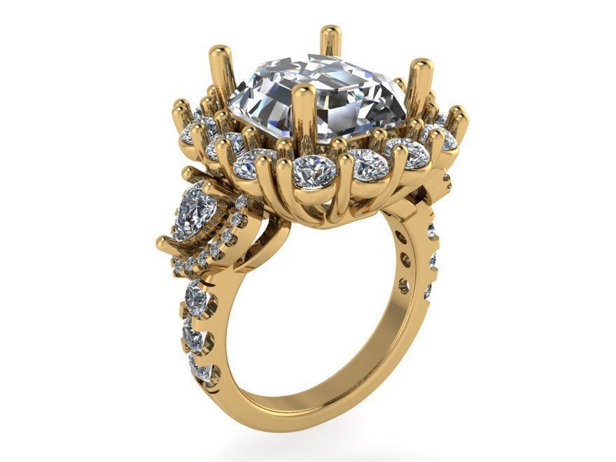 Big diamond stone ring 2474 3D print model 3D print model_1