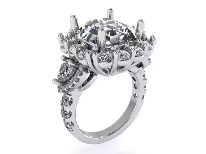 Big diamond stone ring 2474 3D print model