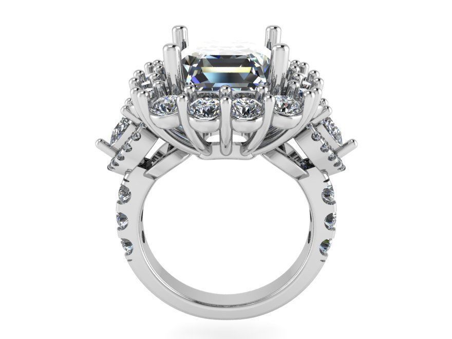 Big diamond stone ring 2474 3D print model 3D print model_2