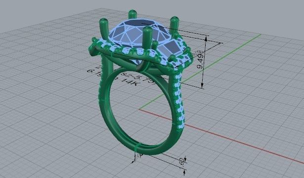 Unique style curved ring with diamond stone 2475 3D print model 3D print model_5