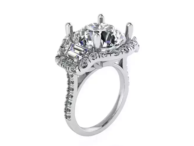 Unique style curved ring with diamond stone 2475 3D print model