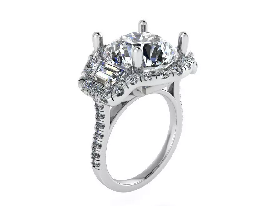 Unique style curved ring with diamond stone 2475 3D print model 3D print model_0