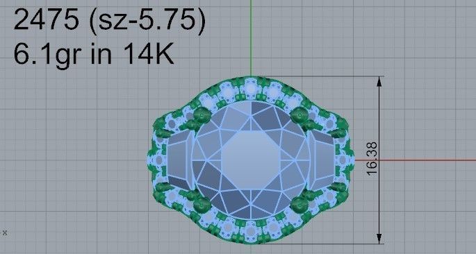 Unique style curved ring with diamond stone 2475 3D print model 3D print model_4