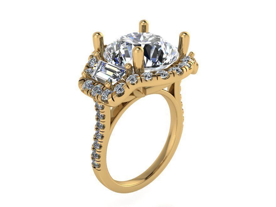 Unique style curved ring with diamond stone 2475 3D print model 3D print model_1