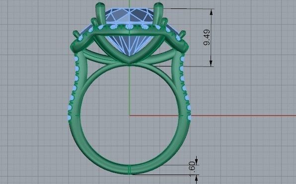 Unique style curved ring with diamond stone 2475 3D print model 3D print model_6