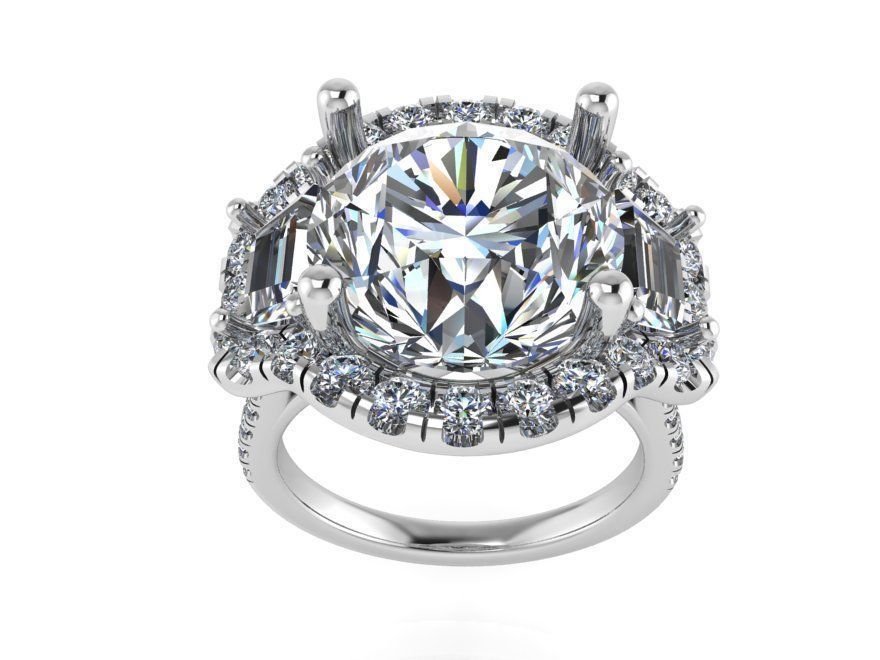 Unique style curved ring with diamond stone 2475 3D print model 3D print model_2