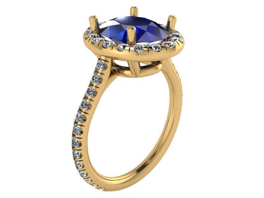Round blue stone diamond ring 2476 3D print model 3D print model_1
