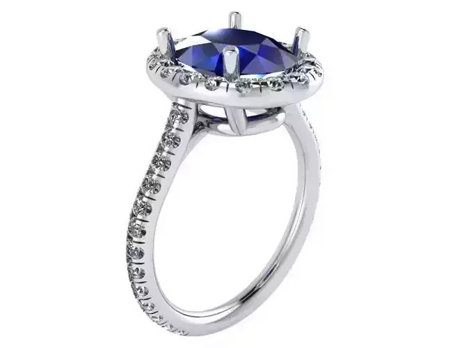 Round blue stone diamond ring 2476 3D print model